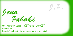 jeno pahoki business card